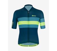 Maillot Santini Ecosleek Bengal manche courte bleuté vert fluo - Coupe Sleek - S