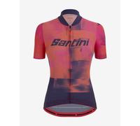 Maillot Santini Forza Indoor Training Full Zip Polartec manche courte orange violet femme - Coupe Slim - XS