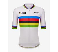 Maillot Santini x Champion du Monde UCI manches courtes blanc arc-en-ciel - Coupe Sleek - M