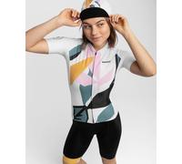 SIROKO - Maillot Vélo pour Femme M2 Pinerolo - M - Blanc/Vert cendré/Rose Bonbon