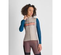 Maillot Sportful Supergiara Logo Thermal manches longues beige bleu femme - M