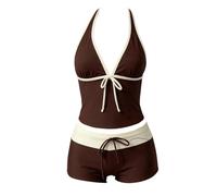 Maillot tankini femme deux pièces/ensemble de bain licou col V ajustable à pois vintage/tenue aquatique stretch résistant chlore séchage rapide plage piscine lac voyage camping balcon extérieur