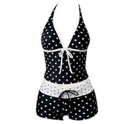 Maillot tankini femme deux pièces/ensemble de bain licou col V ajustable à pois vintage/tenue aquatique stretch résistant chlore séchage rapide plage piscine lac voyage camping balcon extérieur