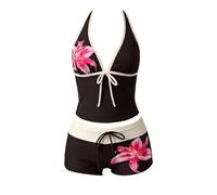 Maillot Tankini Femme Deux PièCes Tankini Maillot De Bain à Points ColoréS DéCoupé Style Evidé Double Layer Short Haute Imprimé Push-Up Col V Bikini Set pour Plage Vacances (C-Other, XL)