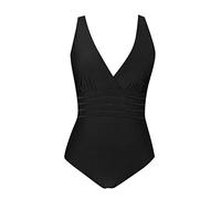 Maillot Transbronzant Maillot De Bain Ventre Plat De Bain Couleur Unie pour Femmes Contrôle du Ventre Sexy Robe (Black, S)