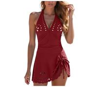 Maillot Une pièce féminin Forme Classique Essentiel vestiaire Construction renforcée Port régulier sans altération continuité du Confort pour rassemblements Simples haltes paisibles (Red, XXL)