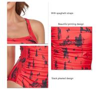 Maillot une pièce rouge à bretelles spaghetti pour femmes, tailles S-XXL