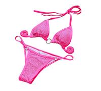 Maillot'De Bain Femme Bandeau Bikini Taille Haute Bikini Popular Split Solid Sexy Maillot de Bain pour Femmes Ensemble Tankini Femme Maillots Taille (Pink,M)