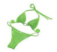 Maillot'De Bain Femme Bandeau Bikini Taille Haute Bikini Popular Split Solid Sexy Maillot de Bain pour Femmes Ensemble Tankini Femme Maillots Taille (Green,M)