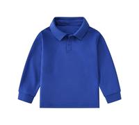 Maillots amusants filles manches longues décontracté uni gentleman tops vacances t-shirts t-shirt garçon chemise bébé, bleu foncé, 1-2 ans