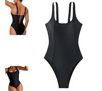 Maillots de Bain Corset Sculptants, Maillot de Bain Une pièce Skinny avec Cordon de Serrage, Maillots de Bain à Nouer dans Le Dos pour Femme, Couvre Le Ventre pour Avoir l'air Plus Mince (A,L)