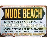 Maillots de bain de plage nudiste en option, décorations murales rétro vintage, affiches, plaques pour maison, ferme, magasin, garage, club, bar, cuisine, pub, cadeau amusant 8x12 pouces