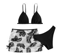 Maillots de Bain Deux pièces Bikini pour Filles avec Cache-Maillot en Filet, Protection UV UPF 50+ pour Adolescentes et Jeunes Filles, Taille 4-14 Ans, Tissu Doux et résistant à l'eau salée (Black,