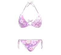 Maillots de bain deux pièces pour femmes, dos nu, triangle noué sur les côtés, ensembles de bikini d'été maillots de bain maillots de bain maillots de bain tailles XS à 2XL, fleur de cerisier, M