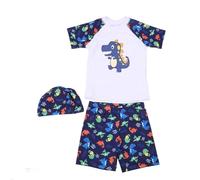 Maillots de Bain Deux Pièces pour Garçons, Ensembles de Maillots de Bain à Manches Courtes pour Enfants, Maillot de Bain avec Chapeau de pour Piscine, Plage, Motif
