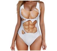 Maillots de Bain Femme 1 Pièce 3D Imprimer Maillot de Bain Gainant Ventre Plat Col en U Sexy Push Up Été Bikini Swimsuit Swimwear Drôles