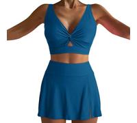 Maillots de Bain Femme Maillot Grossesse 2 Piece Women's Sexy Resort Beach Bikini with Breast Without Brackets Maillot de Bain Femma Culotte Taille Haute (Navy XL)