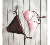 Maillots De Bain Femmes 2 Pieces Bikini Deux Pieces Triangle Ensemble de Bikinis Rembourré Swimwear Sexy Col V Chic et Elegant avec Pearl Strings