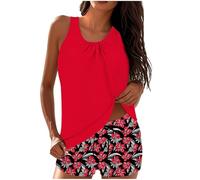 Maillots de Bain Femmes 2 Pieces Taille Haute Plage Floral Slim Bikini Set Débardeur Ample avec Short de Bain Noir Maillots de Bain Grande Taille