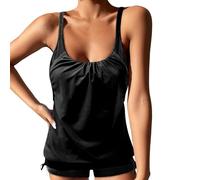 Maillots de Bain Femmes Deux Pièces Gainant Ventre Plat Taille Haute Ensembles avec Attaches Bikini Set Push Up Col V Élégant