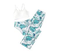 Maillots de Bain Fille Maillot de Bain Bikini Deux pièces à imprimé Floral Tropical pour Adolescentes,avec paréo et Bas Assortis.Tenue Plage idéale pour Les Jeunes Filles.