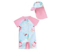 Maillots de Bain Fille, Maillot de Bain Deux pièces pour Fille avec imprimé pastèque glacé et Bonnet Inclus pour bébé et Tout-Petit