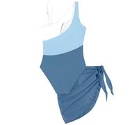 Maillots de Bain Fille Maillot de Bain Une pièce pour Fille, Couleur, découpe, Une épaule, avec Cache-Maillot en résille.