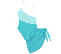 Maillots de Bain Fille Maillot de Bain Une pièce pour Fille, Couleur, découpe, Une épaule, avec Cache-Maillot en résille.