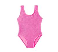 Maillots De Bain Fille Texturé Swimsuit Une Pièce Enfant sans Manches Col Rond Séchage Rapide Combinaison De Natation Ajusté Élastique Couleur Unie Maillot De Bikini