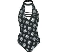 Maillots de bain Gothic de Black Blood by Gothicana - Maillot de Bain Dos-Nu avec Symboles Mystiques - S à M - pour Femme - noir S