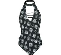 Maillots de bain Gothic de Black Blood by Gothicana - Maillot de Bain Dos-Nu avec Symboles Mystiques - S à M - pour Femme - noir M