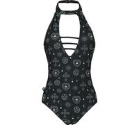 Maillots de bain Gothic de Gothicana by EMP - Maillot de Bain Dos-Nu avec Symboles Mystiques - M - pour Femme - noir M
