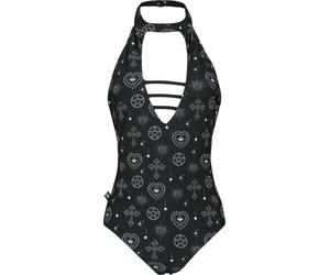 Maillots de bain Gothic de Gothicana by EMP - Maillot de Bain Dos-Nu avec Symboles Mystiques - M - pour Femme - noir M