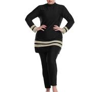 Maillots de Bain islamiques pour Femmes : Burkini à Manches Longues, 3 pièces, Hijab noué sur Le Devant, Maillot de Bain pudique Couvrant entièrement, Rashguard - Maillot de Bain Islamique