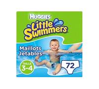 Maillots de bain jetables pour bébés, Taille 3-4 (7-15 kg), 72 couches-culottes, 12 unités, Unisexe, Maxi pack, Little Swimmers