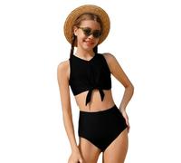 Maillots De Bain,Maillot de Bain Bikini Deux pièces Tendance pour la Plage, idéal pour Les Adolescentes et Les Jeunes Filles. (Black, 11-12Years)