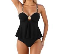 Maillots De Bain Maillot Push Up Rembourré Mayo Femme Taille Haute Sexy Col V Imprimée Plage Swimsuit Bikini Haut Shorty Tankini 2 Pieces