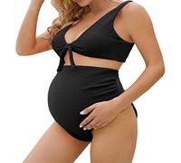 Maillots De Bain Maternité Maillot De Bain Anti UV Femme Ensemble Taille Haute Tankini Une Pièce Grande Robe Grossesse Ete Dos Couvert Swimsuit Women Short Crossover Jupette Cache Ventre Oversize