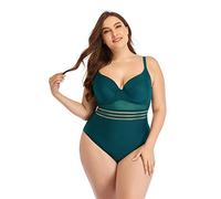 Maillots de Bain Une pièce, Maillot de Bain Une pièce Monokini Plongeant for Femme, col en V, Dos Bas, Maille, Noir, Plusieurs Tailles(Black,4XL)