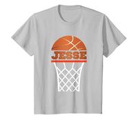 Maillots de Basket-Ball | Nom personnalisé Jesse Graphic Vêtements Cadeaux T-Shirt, Enfant, Argent, 4 Ans