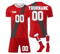 Maillots de Football Personnalisés Maillot Foot de But Adulte Enfant - Kit 3 Pièces,Maillot Short, Chaussettes avec Numéro, Nom et Équipe Sur Mesure - Tenue Sportive Junior