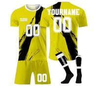 Maillots de Football Personnalisés Maillot Foot de But Adulte Enfant - Kit 3 Pièces,Maillot Short, Chaussettes avec Numéro, Nom et Équipe Sur Mesure - Tenue Sportive Junior