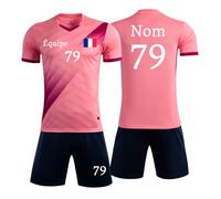 Maillots de Football T-Shirt Adultes et Enfants Vêtements de Football Maillot Football Personnalisé n'importe Quel Nom Numéro Logo (Rose)