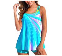 Maillots Deux Pièces Femme Grande Taille Taille Haute Amincissant Ensemble Ventre Plat D'été Maillot De Bain Femme Pas Cher Marque Plage Beachwear Maillot Vêtements Bleu 3XL