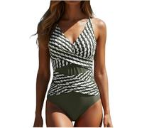 Maillots Deux Pièces Femme Maillot De Bain Amincissant Femme Grande Taille Fluide String Short Bandeau Souple Tendances Bikini Elegant Bouffant Oversize Menstruelle Confort Tankini Plage Vert XXL