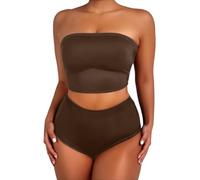 Maillots Deux Pièces Femme Maillot De Bain Bikini Shorty Bas sans Trace Bronzage Sculptant Ensemble Slip Bandeau Culotte Taille Haute Couvrant Vêtement Retro