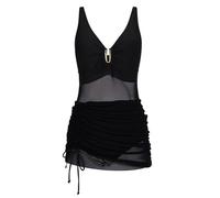 Maillots Deux pièces Femme Maillot de Bain Femme 1 Pieces Gainant Contrôle Ventre Plat Maillots de Bain Une Pièce Col V Push Up Rembourré Swimsuit Élégant Women Swimwear Combinaison Natation Noir M