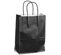 Mailmedia Lot De 20 Sacs À Poignées Torsadées Kraft 100g Taille M 32x12x41cm Noir
