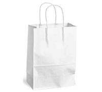 Mailmedia Lot De 3 Sacs À Poignées Torsadées Kraft 100g Taille L 40x16x45cm Blanc