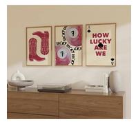 MAIMANG 3pcs How Lucky Are We,Coastal Cowgirl Print Binding,University Apartment Decor,Retro Billiard Ball Print,Girl Room Art(40x60cmx3/Internal Frame)